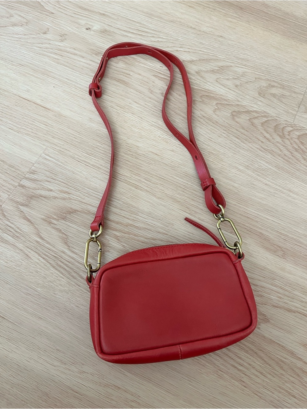 Madewell Red Leather Crossbody Bag